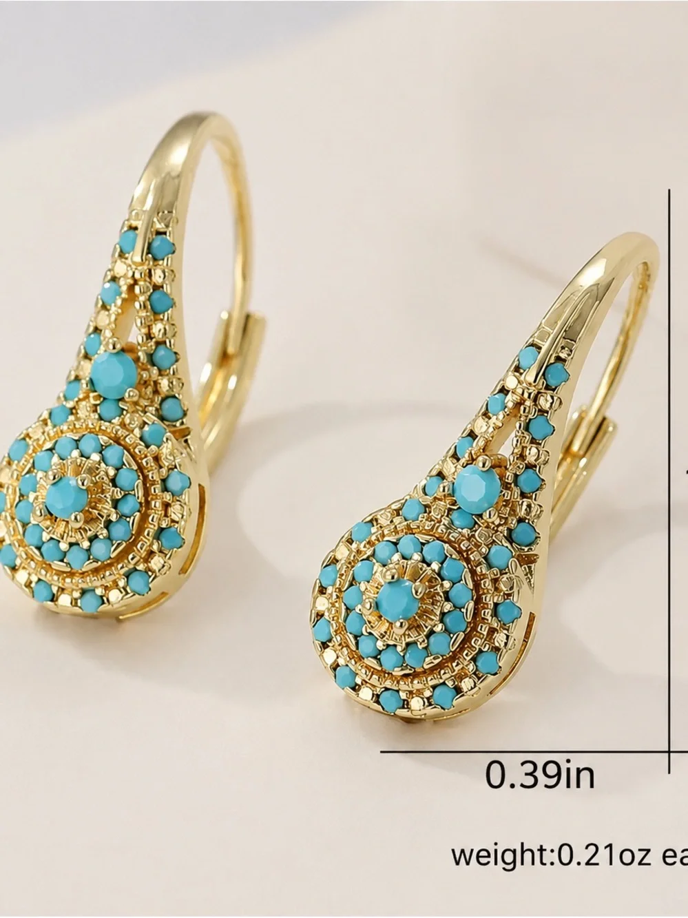 Anthropologie Gold and Turquoise Drop Earrings - Women Jewelry NWOT